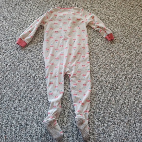 Carter's Heart Print Fleece Full Zip Pajamas Size 24 Months - Picture 4 of 4